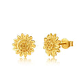Fine Jewelry S925 Sterling Silver Gold Plated Sunflower Stud Earrings for Women