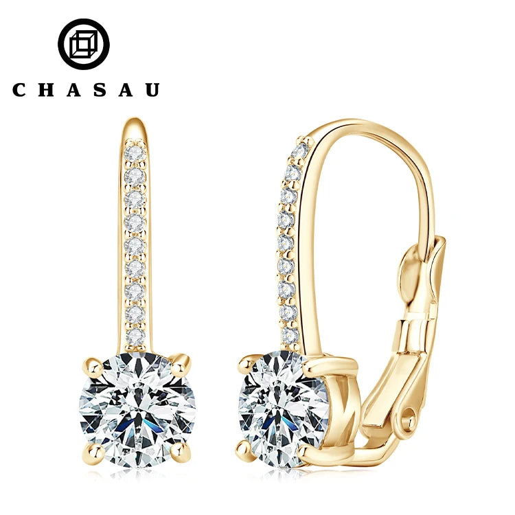 1ct Original 925 Sterling Silver Moissanite Earrings Sparkling 6.5mm D Color VVS1 Unique Ear Clips for Women
