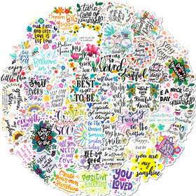 50pcs Inspirational Quotes Decals Positive Words Aesthetic Flower Motivational Sticker