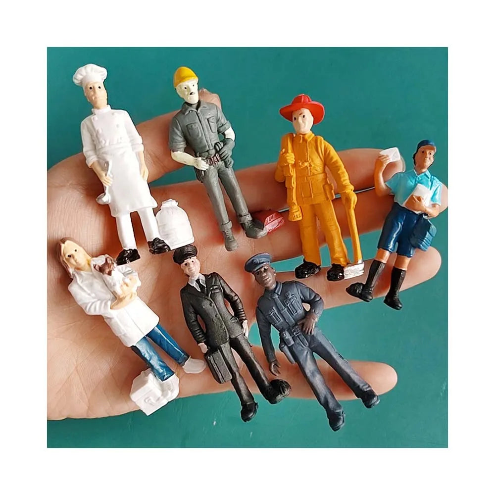 7pcs/set People Models Resin Farmers Workers Cook Figurines Decor Collection Educational for Kids Model Toy Boys Gifts