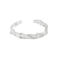 Wuqie Fashion Sterling Silver Geometric Irregular Bump Minimalist Adjustable Cuff Bangle