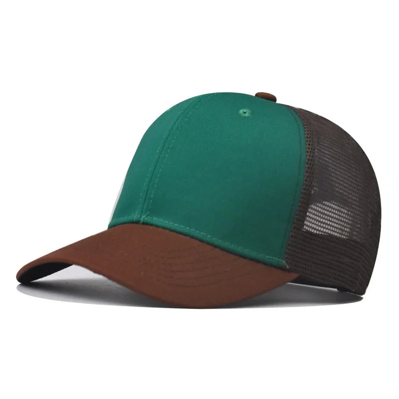 Custom Logo Embroidery Dad Baseball Cap Two-Colour Mesh Fabric Trucker Hat Wholesale for Men's Sport Gorras Blank Hat
