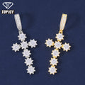 New Design 925 Sterling Silver Flower Cross Pendant Jewelry Hip Hop VVS D Color Moissanite Diamond Pendant Necklace for Gift