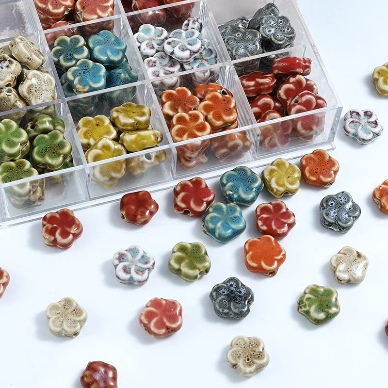 Cute 15.5mm Colorful Ceramic Clay Bead Handmade Daisy Flower Loose Bead Charm for DIY Bracelet Necklace Jewelry Accessories