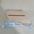 Modern USB Oval Beech Solid Wood 3D LED Lamp Holder Customizable Night Light Base Dimmable Living Room Warm White Light CE