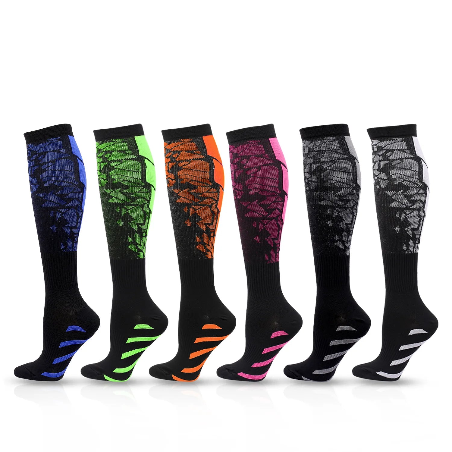 Outdoor Sports Compression Socks for Women and Men Knitted Knee High Design with Cartoon Pattern for Spring Running Cycling