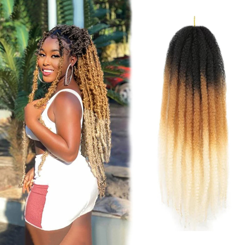 Marley Synthetic Crochet Braids for Ombre Blonde Faux Locs Afro Kinky Curly Hair Extensions Twist Braiding Synthetic Hair MegaBDM