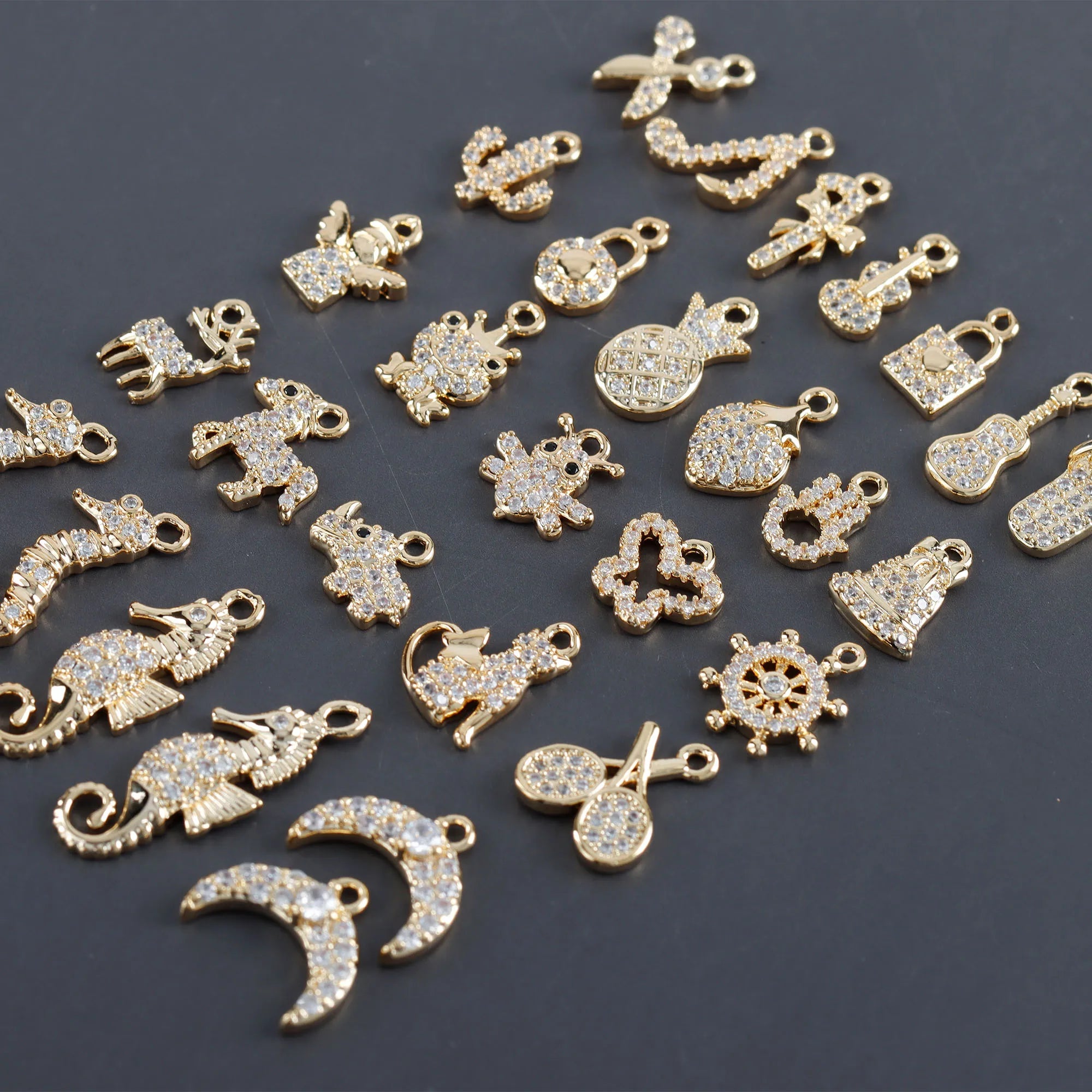 M1001  10pcs/lot Creative Mini 18K Gold Plated Diy Earrings Zircon Pendant for Women Jewelry Making Accessories