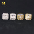 GRA Certificate Hip Hop Screw Back Iced Out Moissanite 925 Sterling Silver Square Mens Diamond Earrings