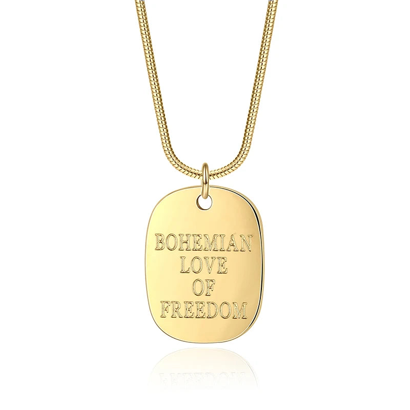 Custom Name Personalized Engraved Stainless Steel Gold Square Pendant Necklace for Women Jewelry Mothers Day Gifts