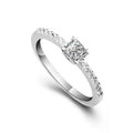 Princess Cut Women's Lab Diamond Eternity Rings Trendy Sterling Silver Rhodium Plated Cubic Zirconia Halo Engagement Wedding