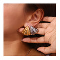 ERESI Fashion Lady Jewelry High Polish 18K PVD Gold Plated Stainless Steel Big Chunky Texture Triangle Stud Earring