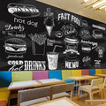 3D Black White Graffiti Wallpaper Cake Milk Tea Coffee Shop Casual Mural Burger Pizza Shop Western Restaurant Wallpaper