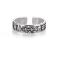 Vintage Thai Silver Plated Pixiu Ring Men's and Women's Mantra Jewelry Feng Shui Amulet Wealth Ring Lucky Open Adjustable Ring