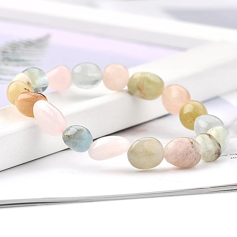 Natural Morganite Stone Color Healing Crystal Natural Morganite Tumbled Nugget for Morganite Bracelet Jewelry Making
