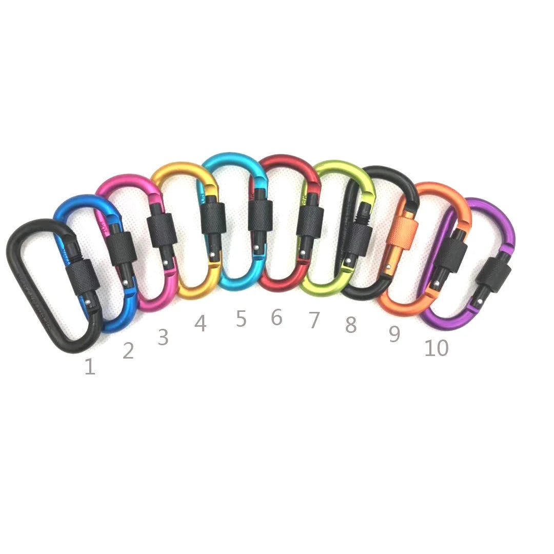 QXMOVING 8cm Mini Aluminum D Ring Carabiner Hook Strong Portable for Outdoor Adventure Survival Camping Made Aluminum Alloy