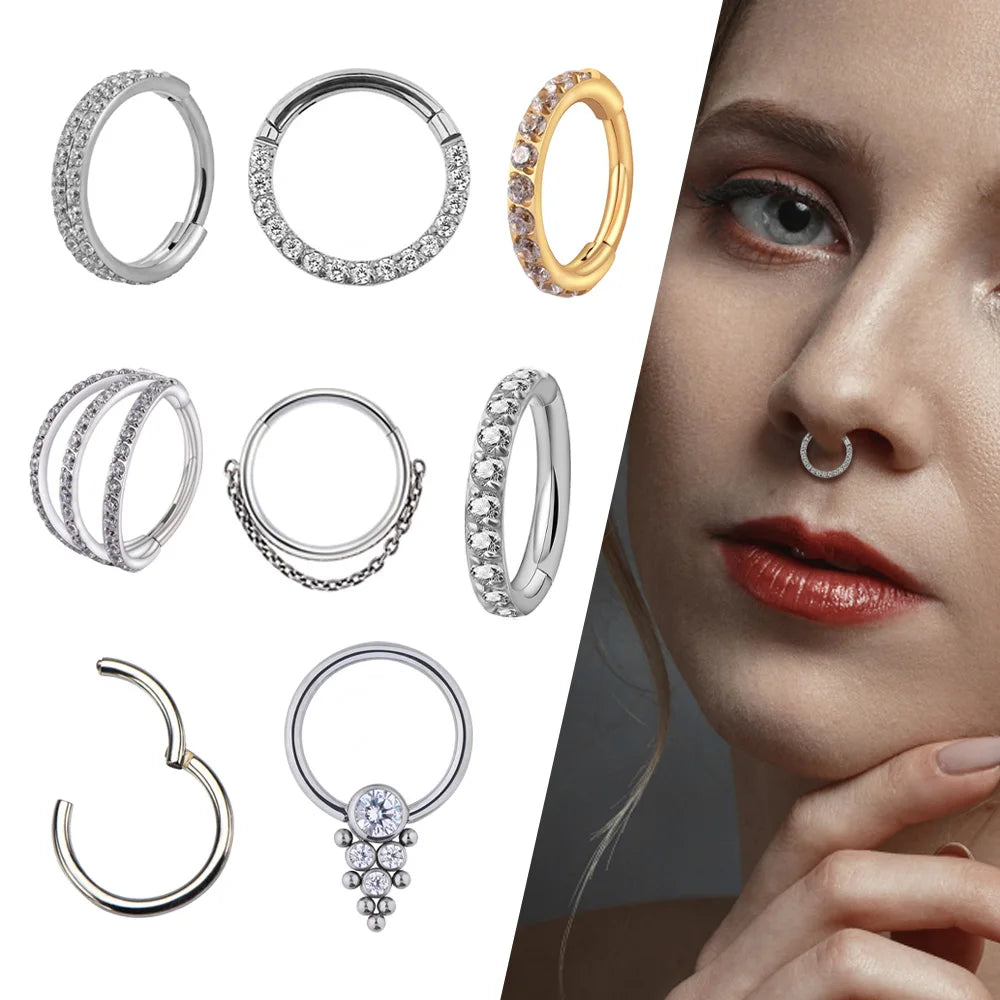 Titanium ASTM F136 Rook Piercing Titanium Jewelry Surgical Steel Seamless Segment Hoop Septum Nose Ring