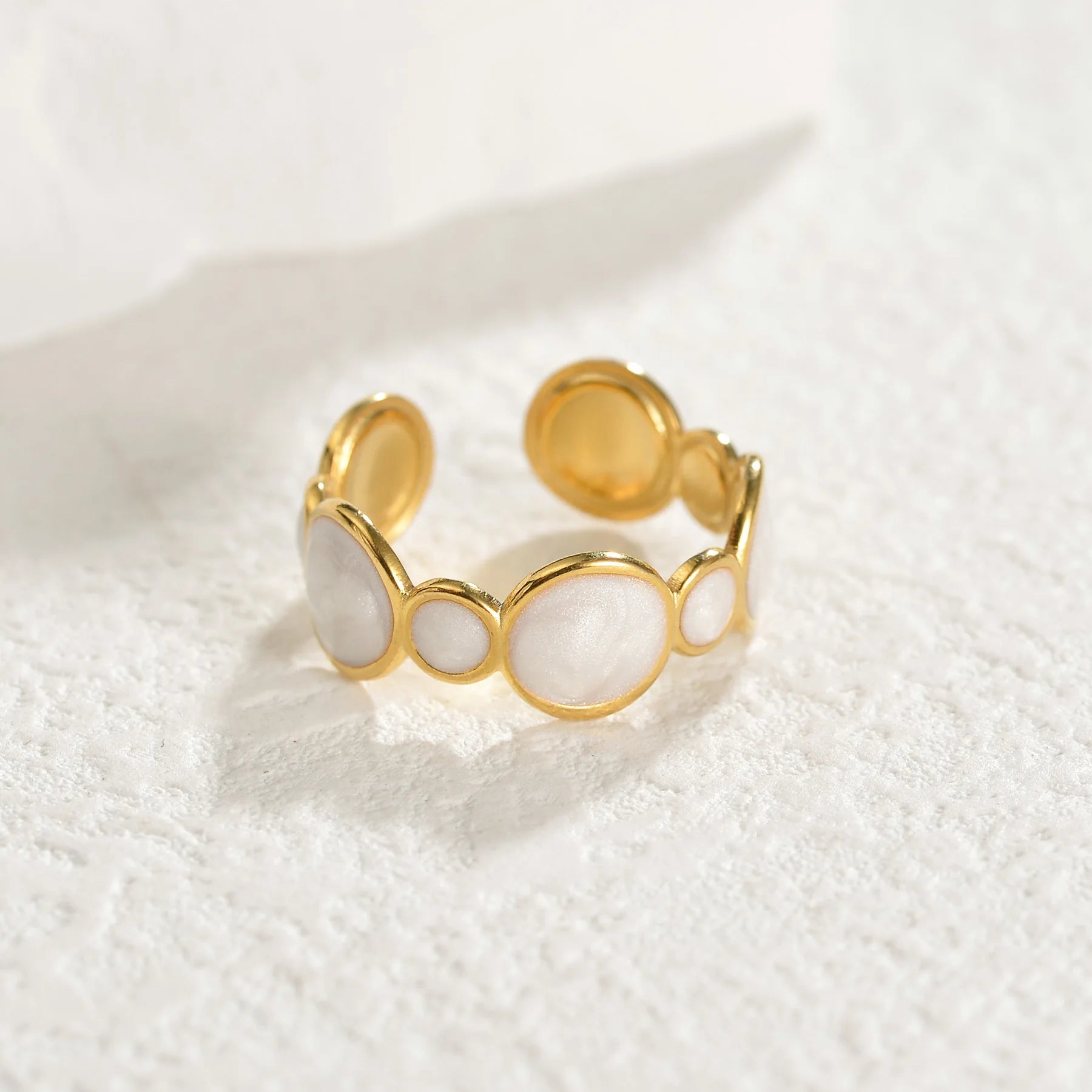 Fashion 18K Gold Plated Oil Dropping Circular Open Ring Stainless Steel Enamel Circular Ring