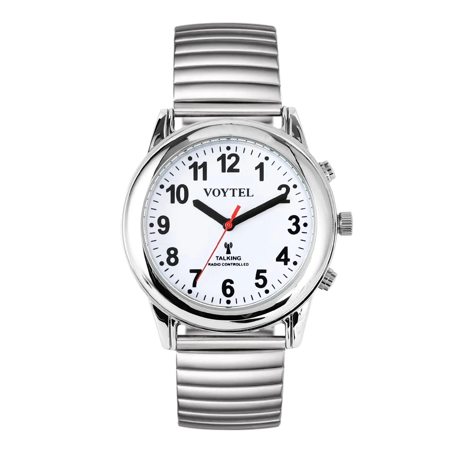 Clear and Loud English Talking Atomic Watch for Men One Touch Time Stainless Steel  Elderly Visually Impaired and Blind