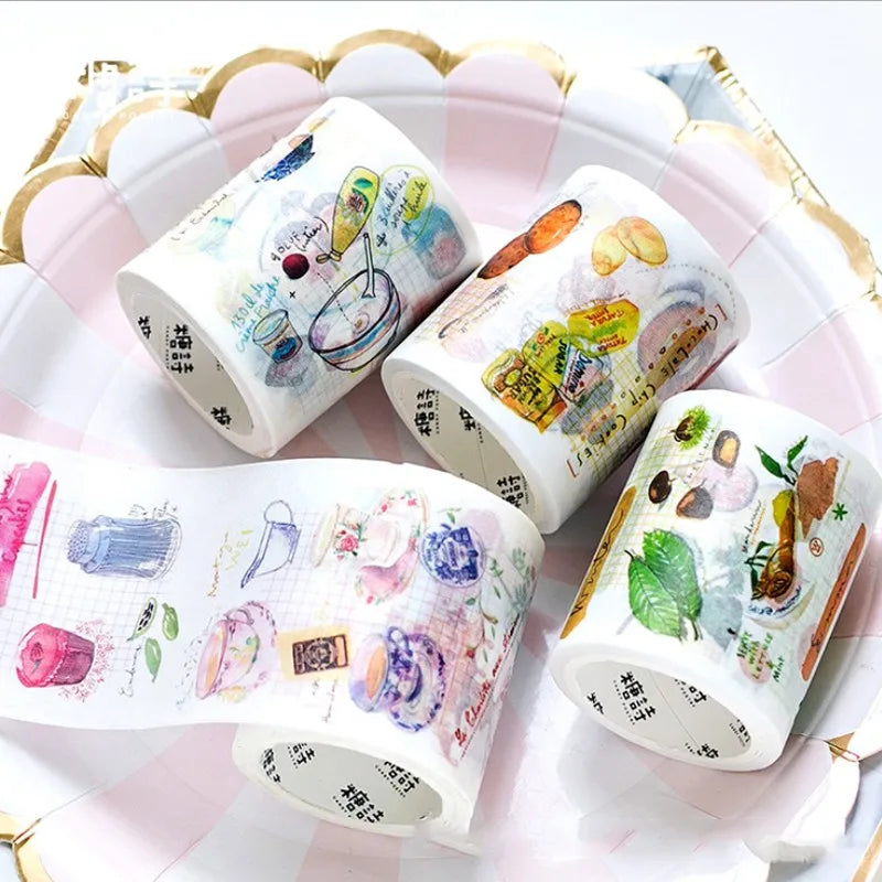 5m Delicious Food Masking Tape Diary DIY Decorative Adhesive Paper Tape Japanese Cute Stationery Stickers Zhejiang