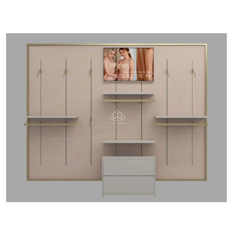 Retail Lingerie Store Gold Metal  Stand Lingerie Shop Design Retail Underwear Display