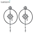 LUOTEEMI Flower Tassel Earrings Fashion Wholesale Hoop Earrings Cubic Zirconia Stud Trendy Big Hoop Earrings