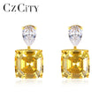 CZCITY Drop Earring Women Jewelry Asscher Cut Customize Diamond Gold Plated Cute Silver 925 Stone Earrings