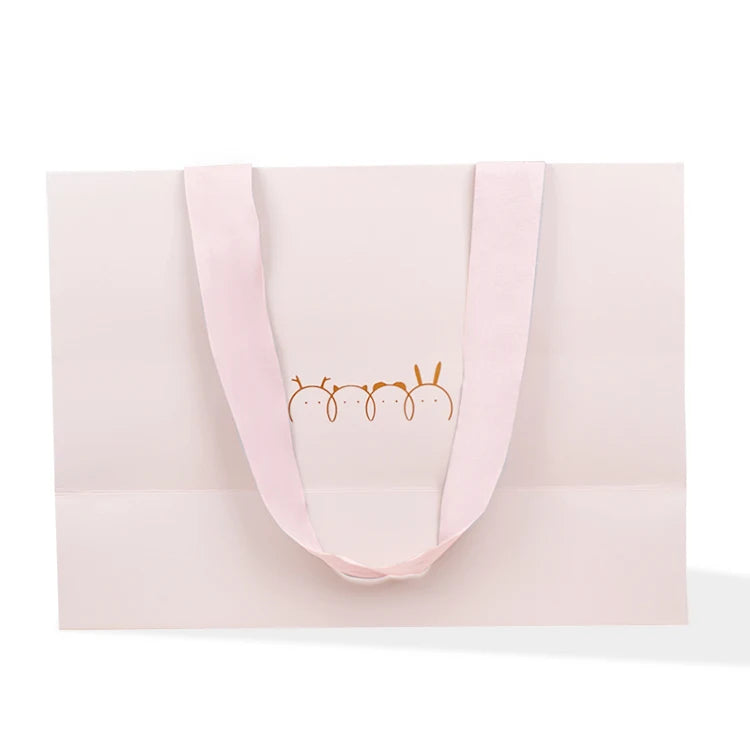 Exquisite Pink Color Customized With Logo Design Gift Cloth Packaging Art Paper Bag/white Card Board Paper Bags