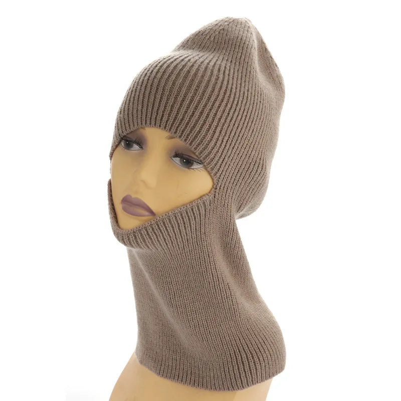 Custom logo Multifunctional Windproof Warm Cycling Knitted Beanie Balaclava Core Yarn Ski Mask Mask Hat for Men Women