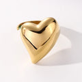 Waterproof Stainless Steel Heart Ring 18k Gold Plated Silver Non Allergic Ladies Jewelry Gold Metallic Heart Ring