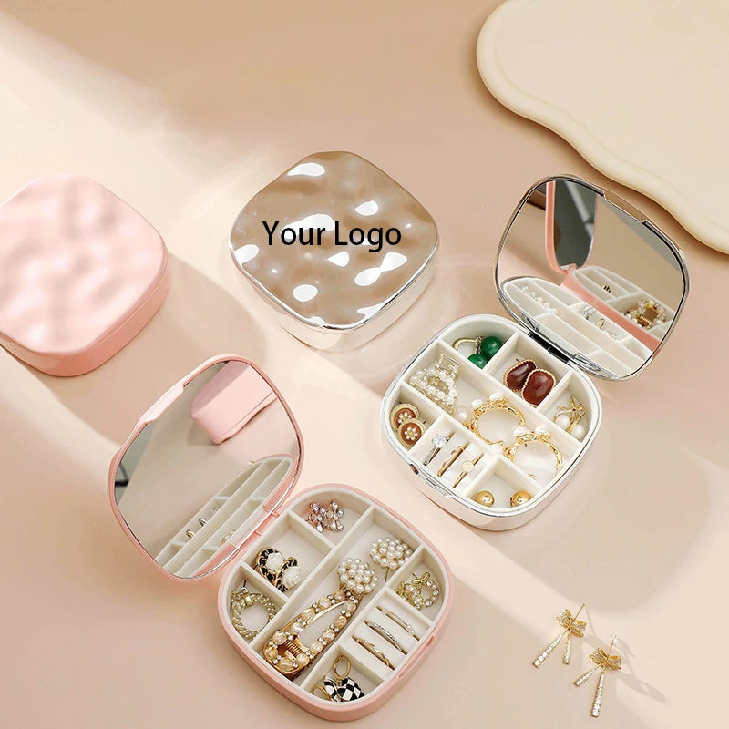 Zonyin New Arrive High Quality Electroplate Sparkling Makeup Mirror Private Label Travel Cosmetic Mirror With Jewelry Organizer