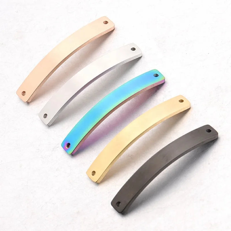 MECYLIFE 6*39 Curved Bar Connector Bracelet Connector Stainless Steel Rectangle Blank Bracelet DIY Pendant