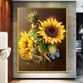 Wholesale 5D DIY 30*40cm Diamond Painting Square Drill Cross Stitch Picture of Rhinestone Sunflower and Butterfly for Home Decor MegaBDM