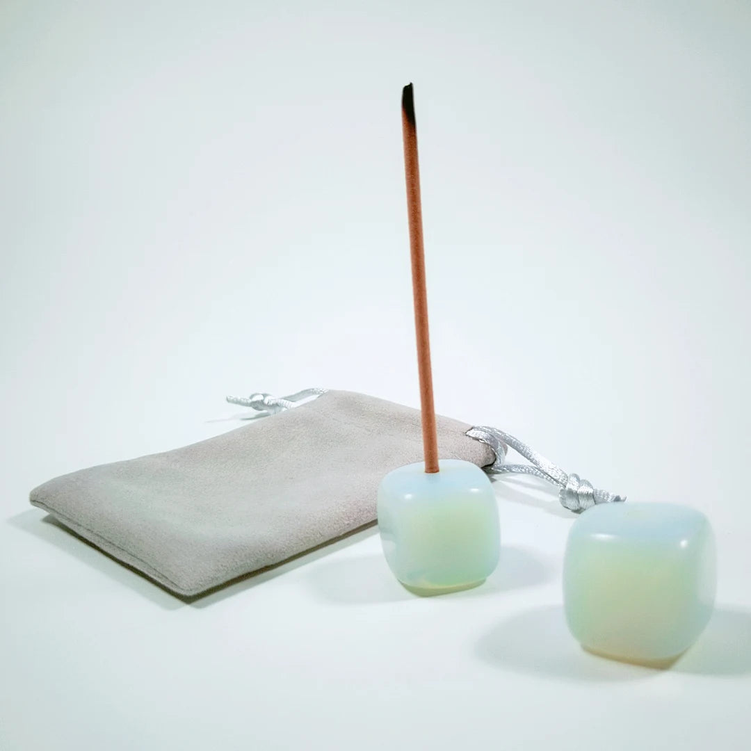 Hongzhuo Arrival Creative Natural Crystal Opalite Cube Shape Crafts Incense Holder Crystal Gift
