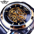 Winner Top New Luxury Transparent Case Back Black Golden Skeleton Mens Watches Mechanical Watch Men Wristwatch Gift New 2023
