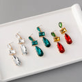 New Fashion Gemstone CZ Water Drop Square Stud Earrings Rhinestone Crystal Geometric Earrings for Women