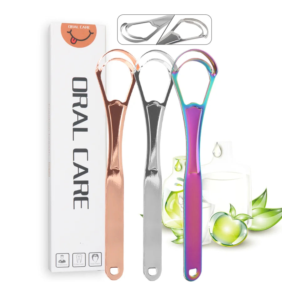 Double Layer Double Effect Tongue Cleaner 100% Stainless Steel Used to Remove Plaque Odor and Restore Hygiene or Taste