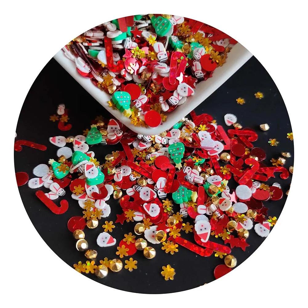 New Polymer Hot Clay Christmas Slices Glitter Candy Cane Sprinkles Scrapbooking Slime Filling Jewelry Crafts Nail Art Decor DIY