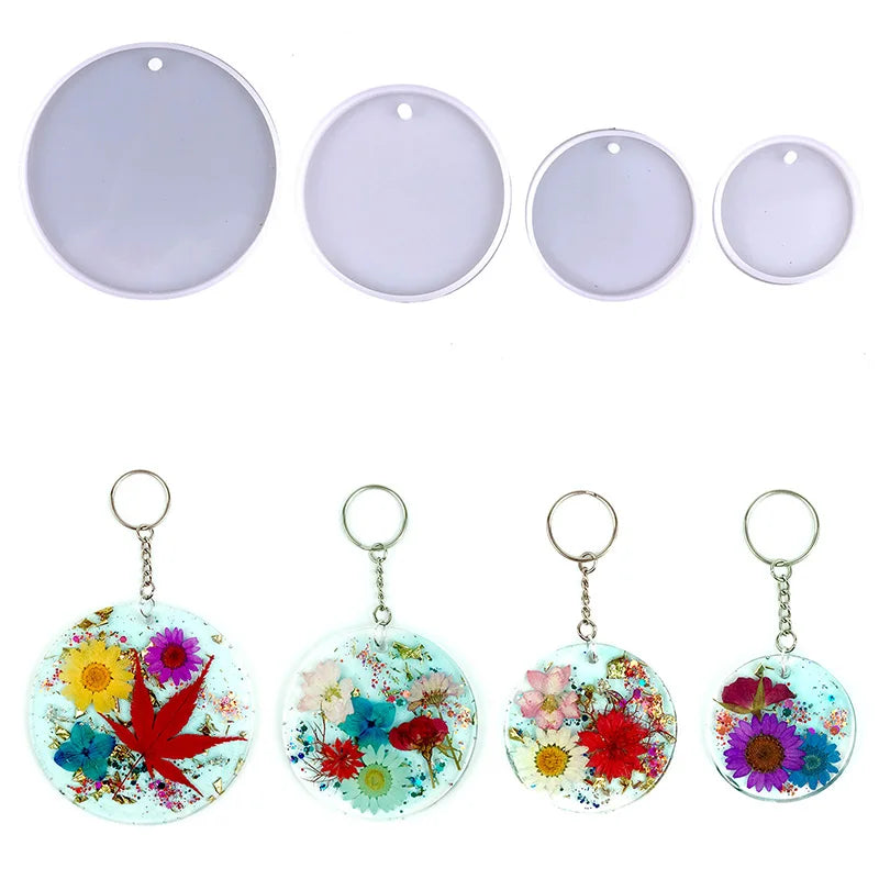 Early Riser DIY Round Crystal Epoxy Keychain Silicone Mold Can Be Used for Making Keychain Pendant Necklace Earrings Bag Pendant