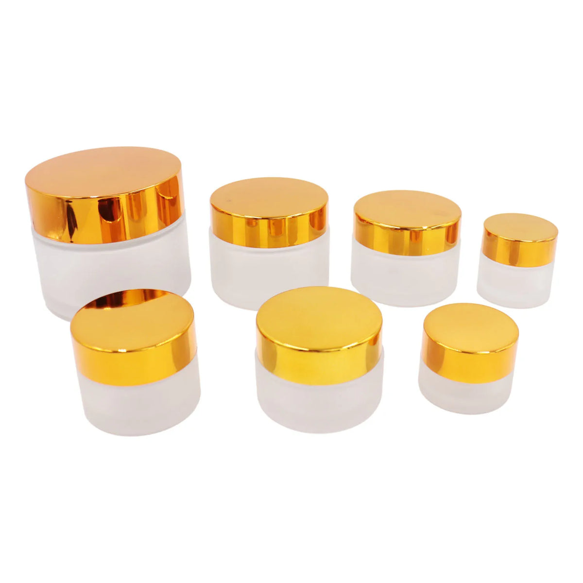 30ml Round Cosmetics Frosted Glass Cream Jar 1oz Eye Cream Sample Jar with Gold Lid Face Cream Container