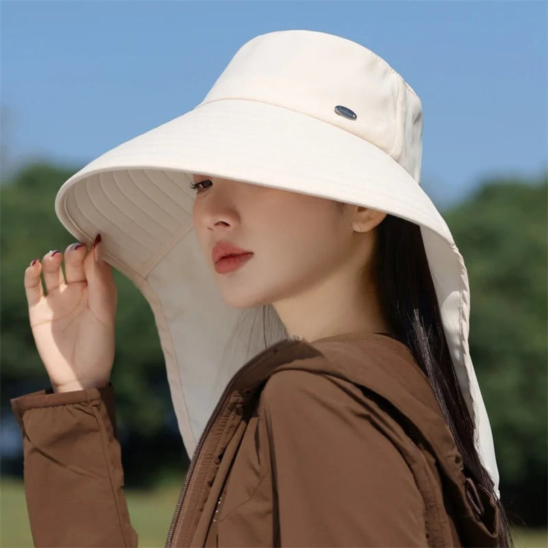 Outdoor UV Protection Sun Hat for Women Summer Climbing Sports Big Brim Fisherman Fishing Hat