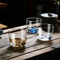 Whiskey Glasses Hand Blown Mountain Bottom Crystal Shot Glass With Gold Rim