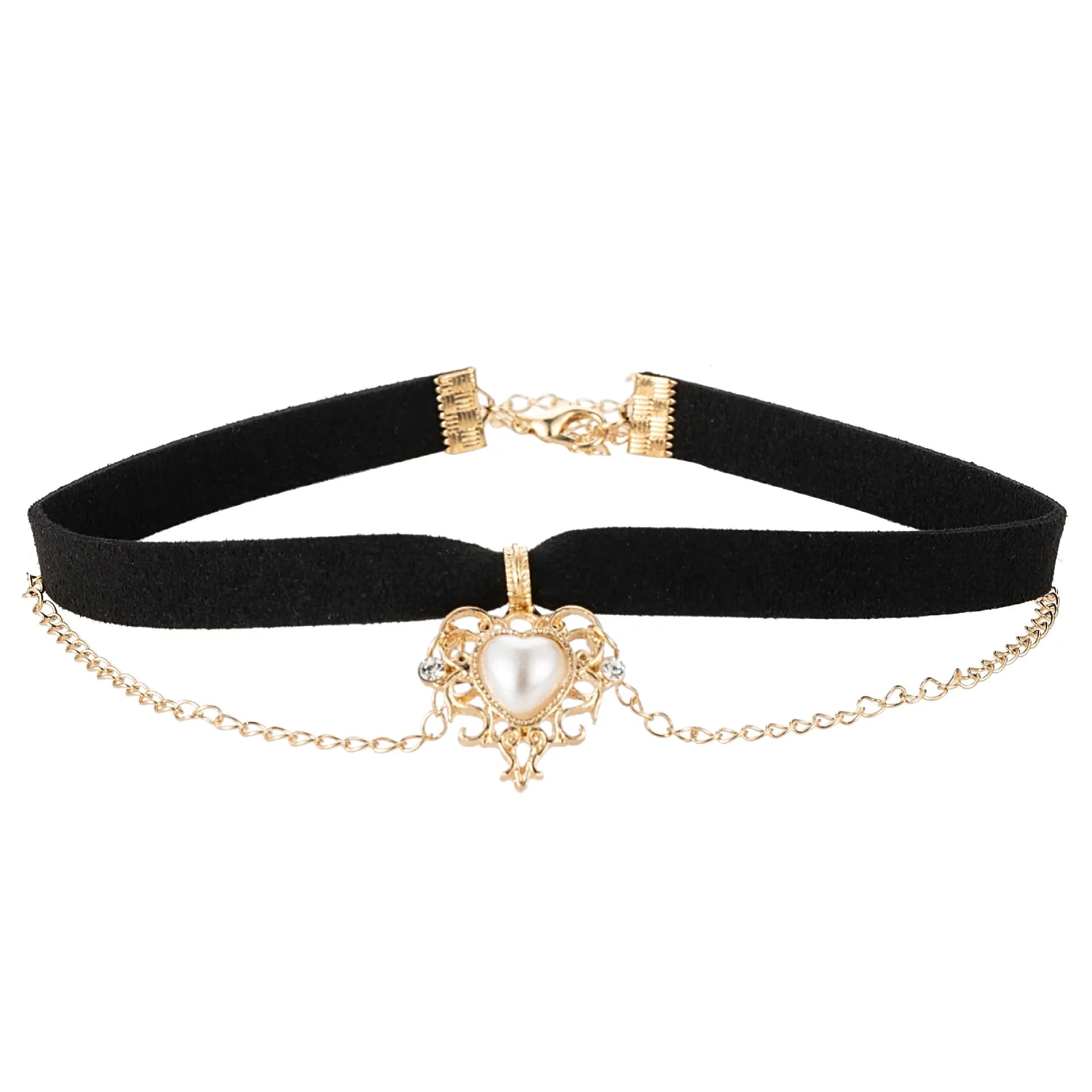 Baroque Lovely Choker Collarbone Chain Female Gold Heart Hollow Velvet Chain Collar Necklace Gifts for Women to My Daughter