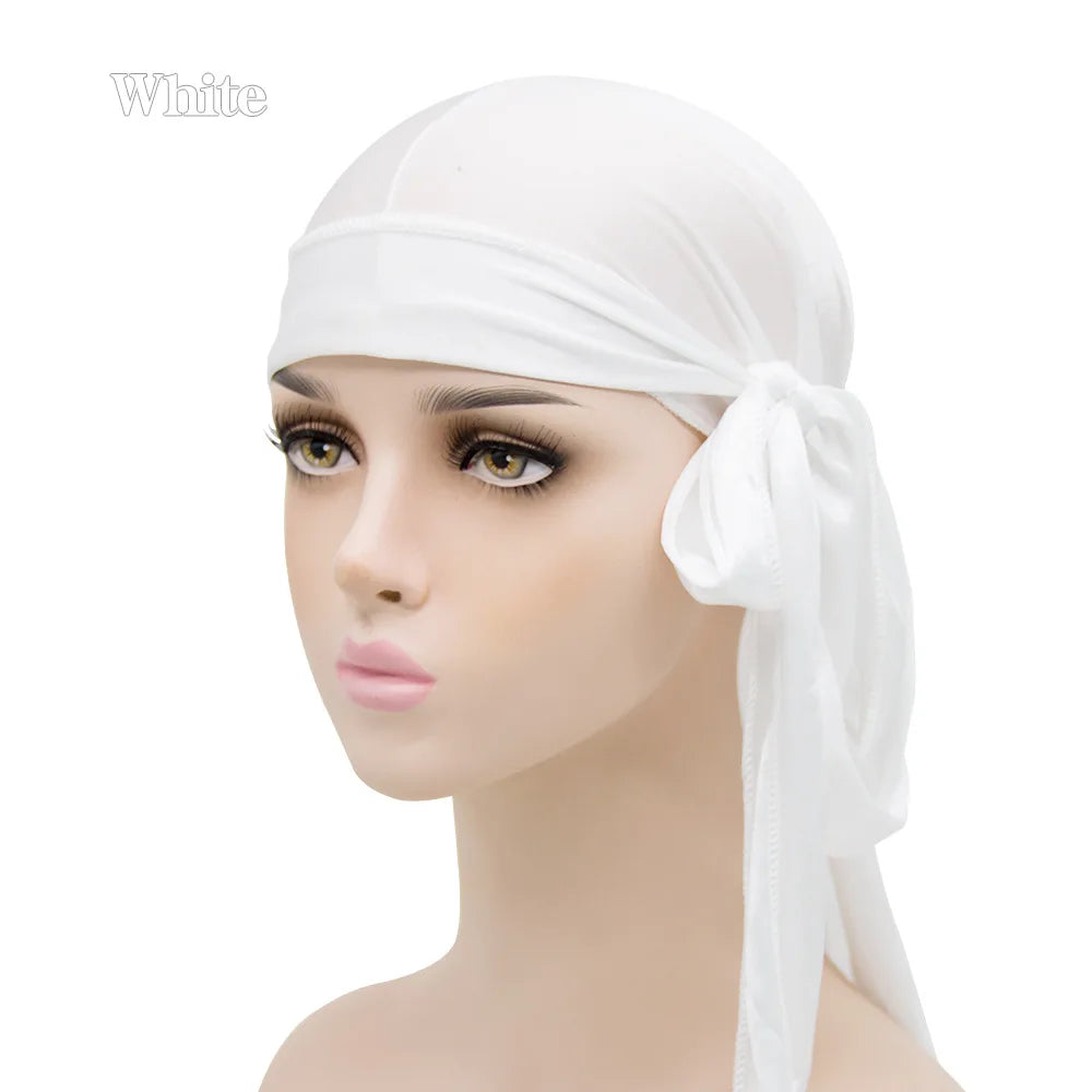 RubySub Custom Sublimation Silky Durag Long Tail for Women Men Satin Silky Durag Caps