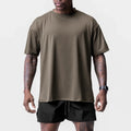 RNSHANGER Men's Summer Gym T-shirt Loose Oversized O-Neck Short Sleeve Shirt Man Quick Dry Breathable Casual Tee Top
