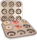 Gold Color 9 Cavity Non-Stick Donut Baking Pan Carbon Steel for Home Restaurant Metal Cupcake Cake Biscuit Baking Tray Mold