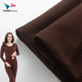 Wholesale Winter Ribbed Fleece Fabric 61% Acrylic 18% Viscose 8% Wool 13% Spandex Fabric for Thermal Underwear