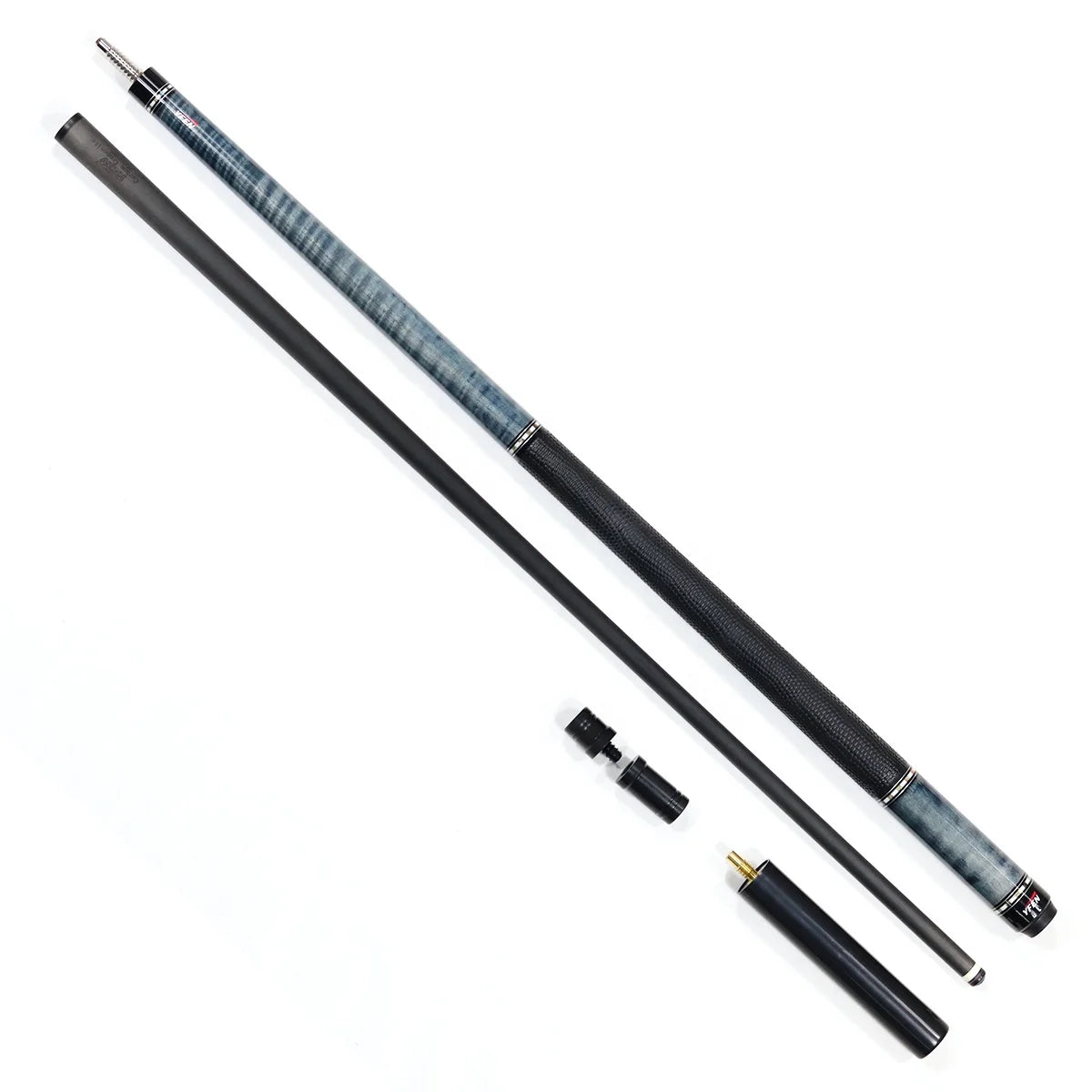 YFEN 1/2 Carbon Shaft Pool Cue New Premium Quality Maple Wood Butt with 58\" Length Extension Stainless Steel Cue Joint Cover