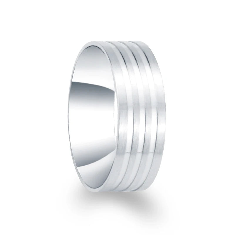 Poya 8mm Comfort Domed Brushed Surface Tungsten Ring Liners With Glue Lock Grooves