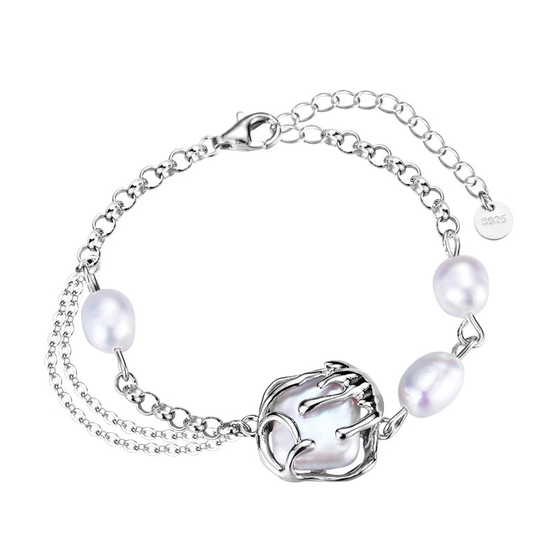Wuqie New Fashion Silver Charm Pearl Bracelet for Women 2023 Joyas De Plata Pearl Bracelets